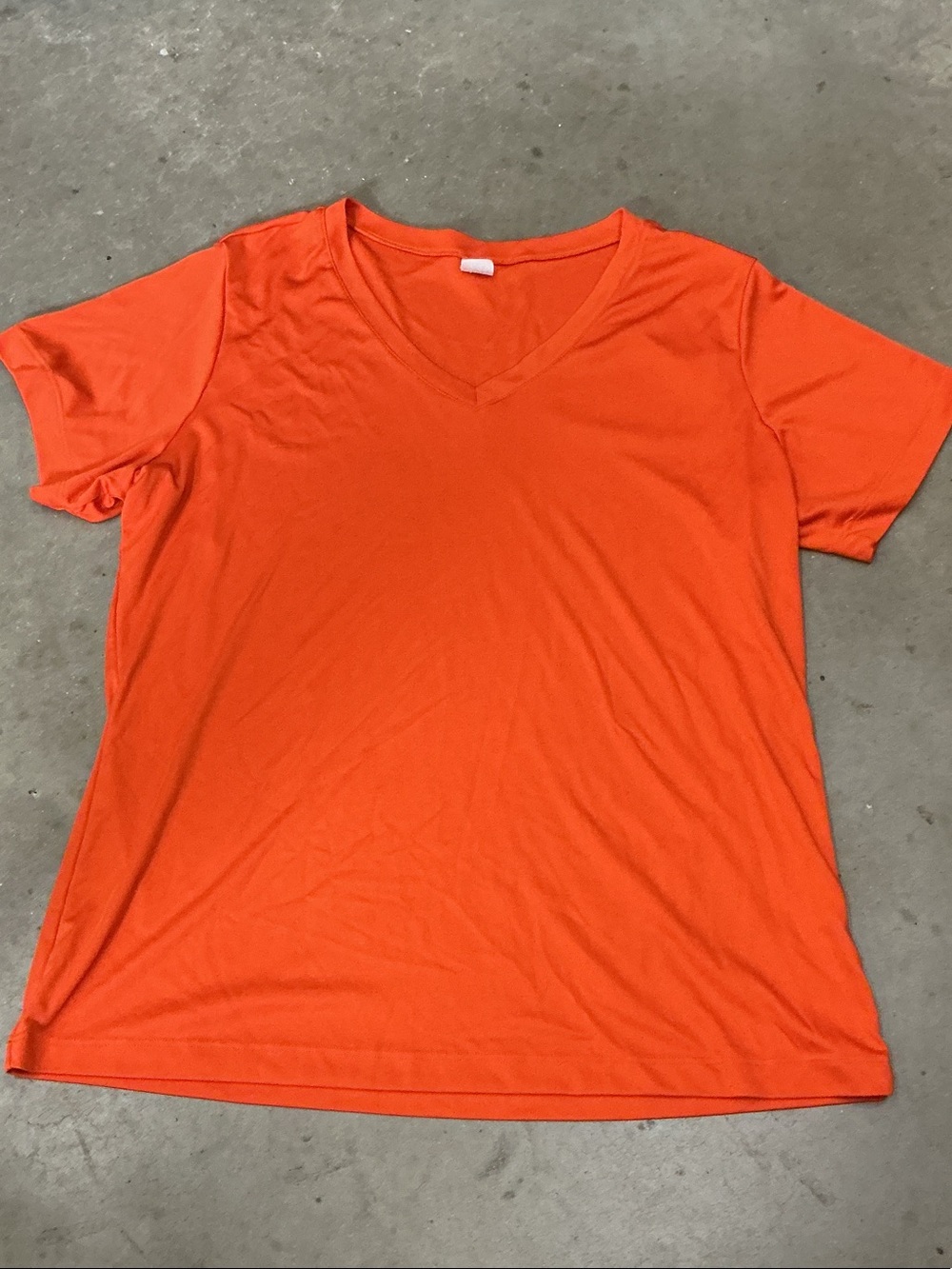 Relaxed V-Neck Short Sleeve Tee in Bright Orange